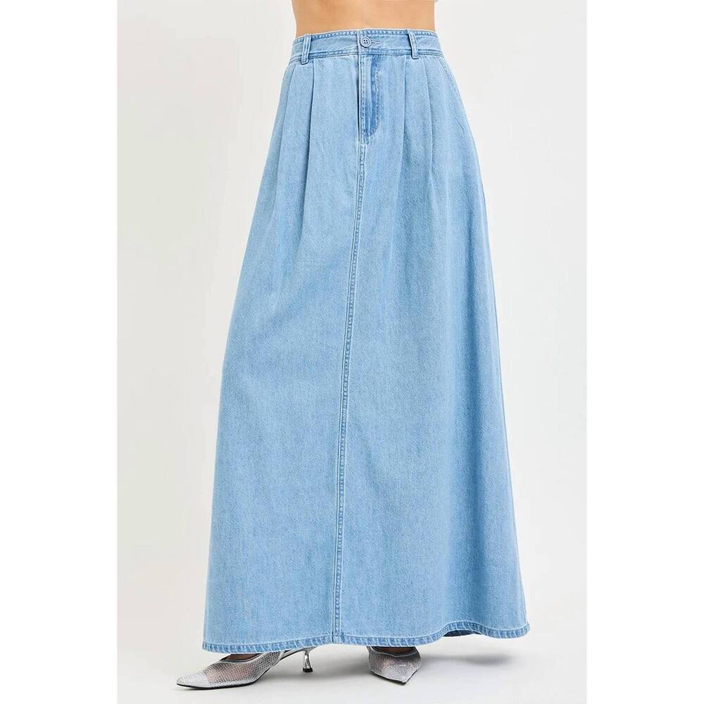 NEW RISEN high rise maxi skirt in chambray